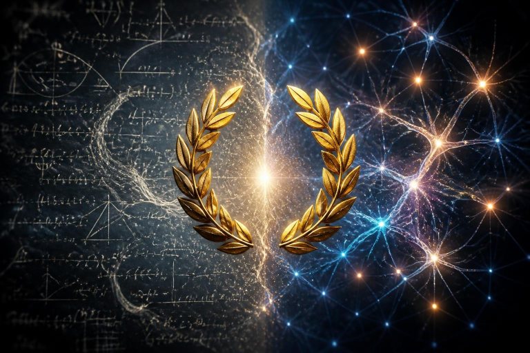 Mathematische Formeln und neuronale Muster im Konflikt.