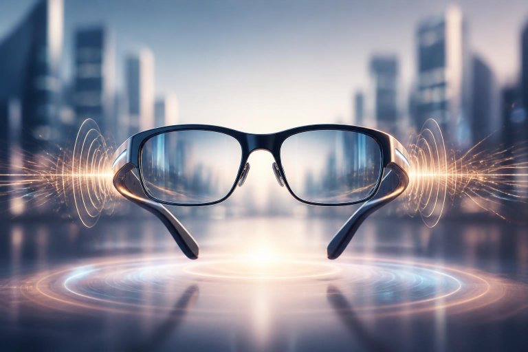 Kamera-freie intelligente Brille mit akustischen und visuellen KI-Signalen.