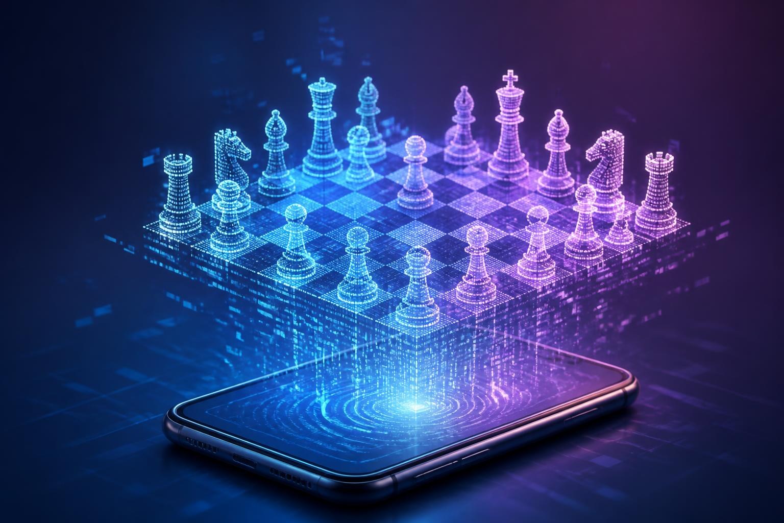 Ein Smartphone erzeugt aus Lichtfragmenten eine dreidimensionale Spielwelt.