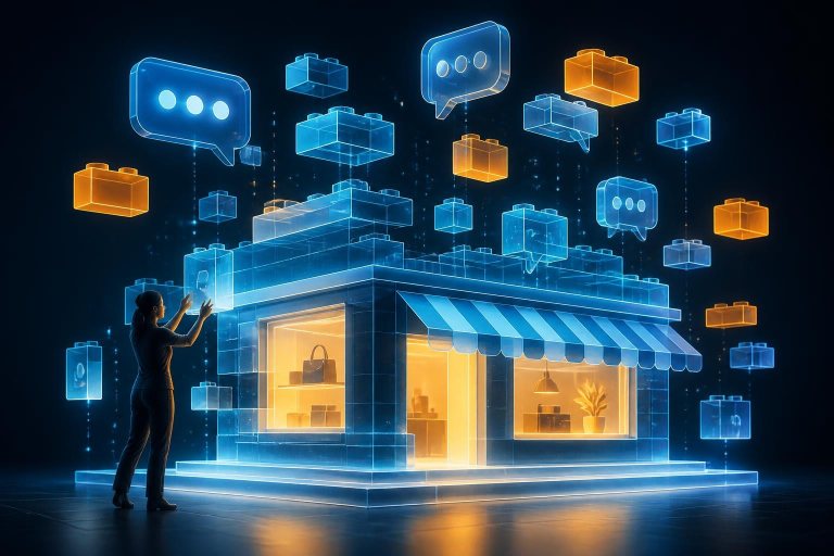 Symbolischer Online-Shop, der durch einen KI-Dialog entsteht