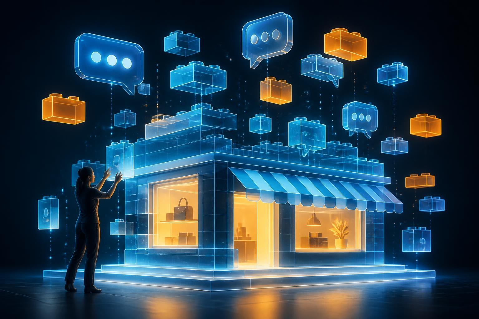 Symbolischer Online-Shop, der durch einen KI-Dialog entsteht