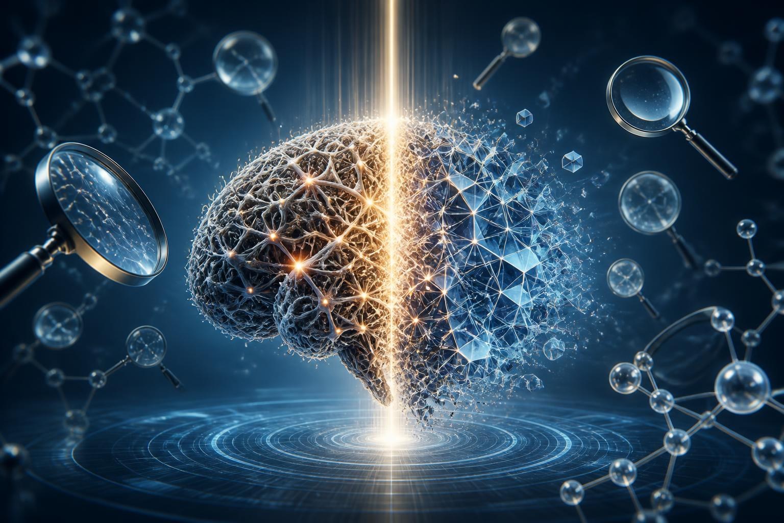 Lichtstrahl macht die Strukturen eines neuronalen Netzes sichtbar.