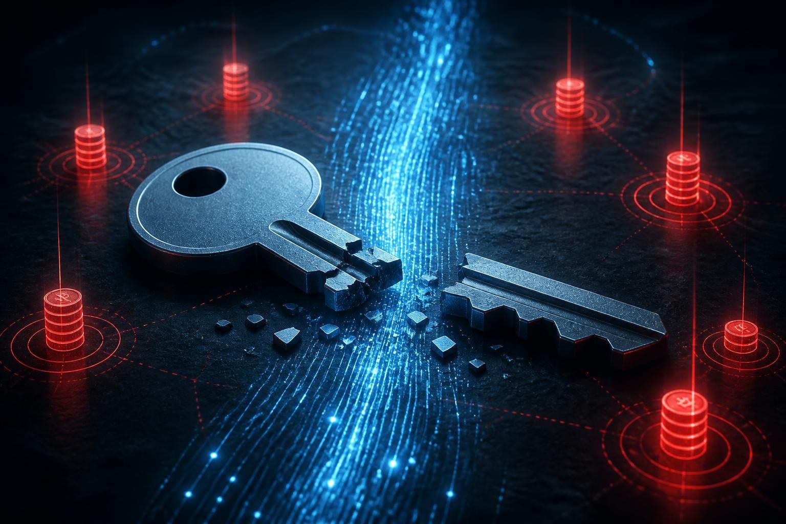 Abstrakter Cyberangriff auf API-Schlüssel eines KI-Coding-Tools.